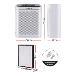 Devanti Air Purifier H12 HEPA Cleaner PM2.5 Display Spare Filter White - SportZone.co.nz