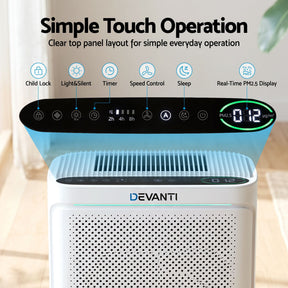 Devanti Air Purifier H12 HEPA Cleaner PM2.5 Display Spare Filter White - SportZone.co.nz
