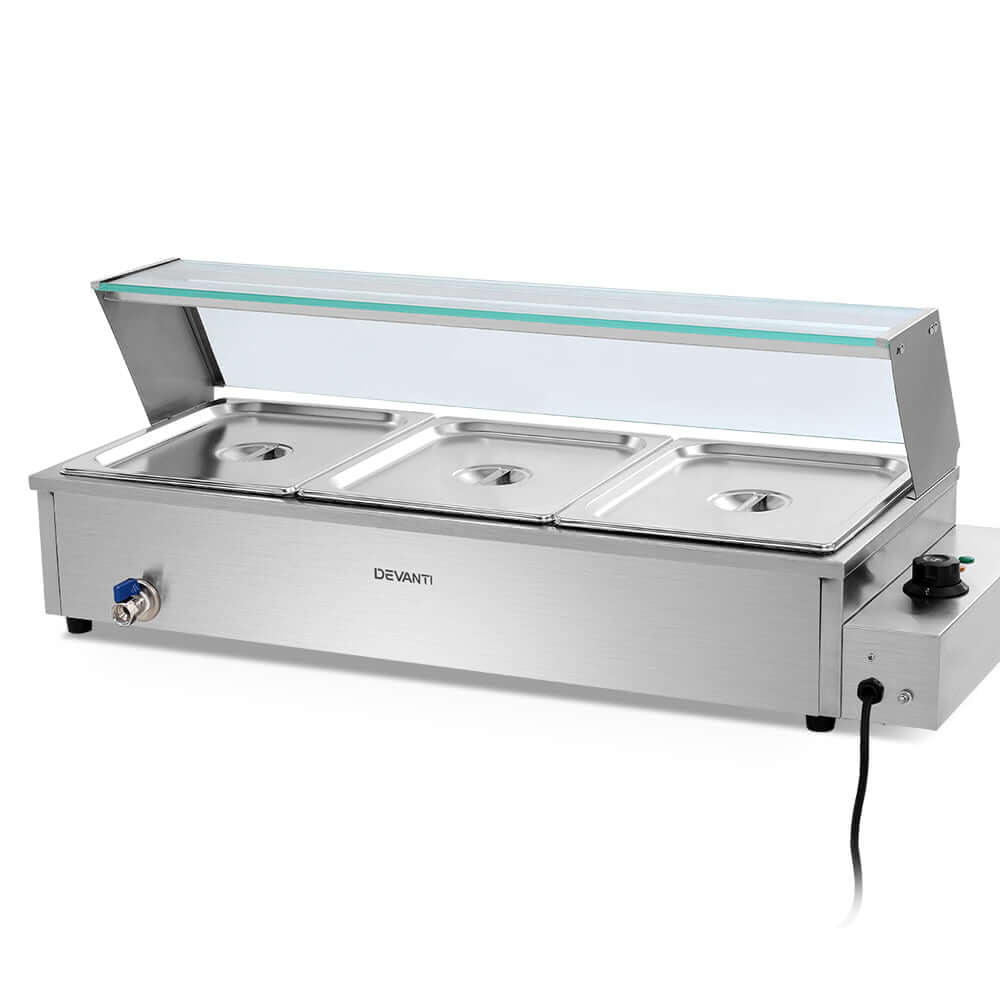 Devanti Bain Marie 3 Pan Food Warmer – Commercial Use - SportZone.co.nz