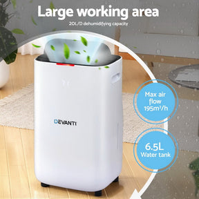Devanti Dehumidifier 20L Air Purifier White - SportZone.co.nz