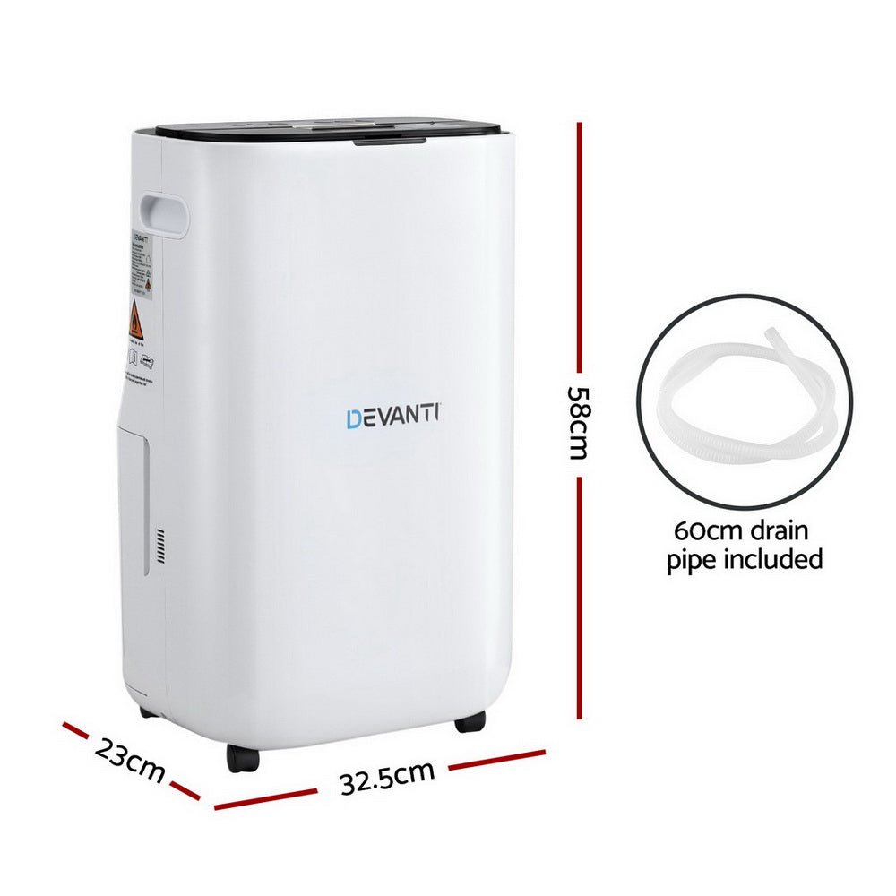 Devanti Dehumidifier 20L Air Purifier White - SportZone.co.nz