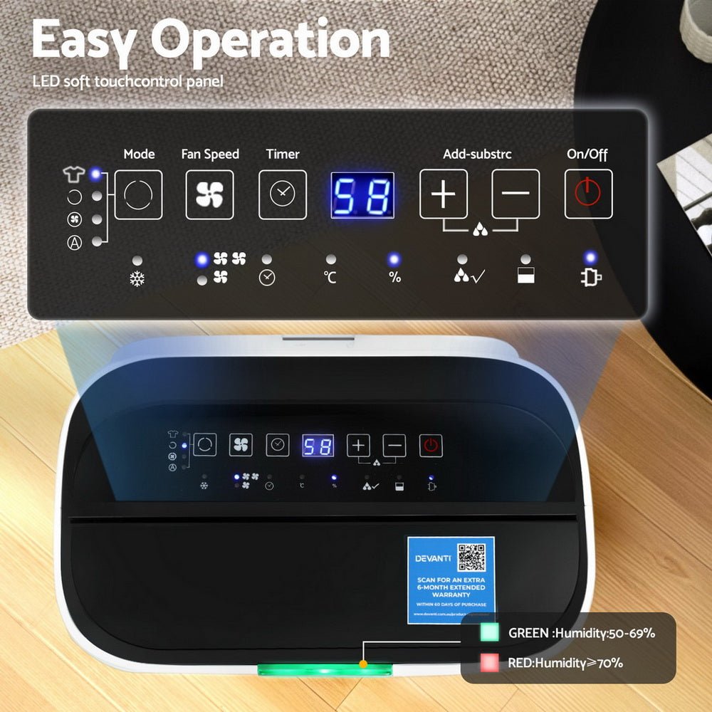 Devanti Dehumidifier 20L Air Purifier White - SportZone.co.nz