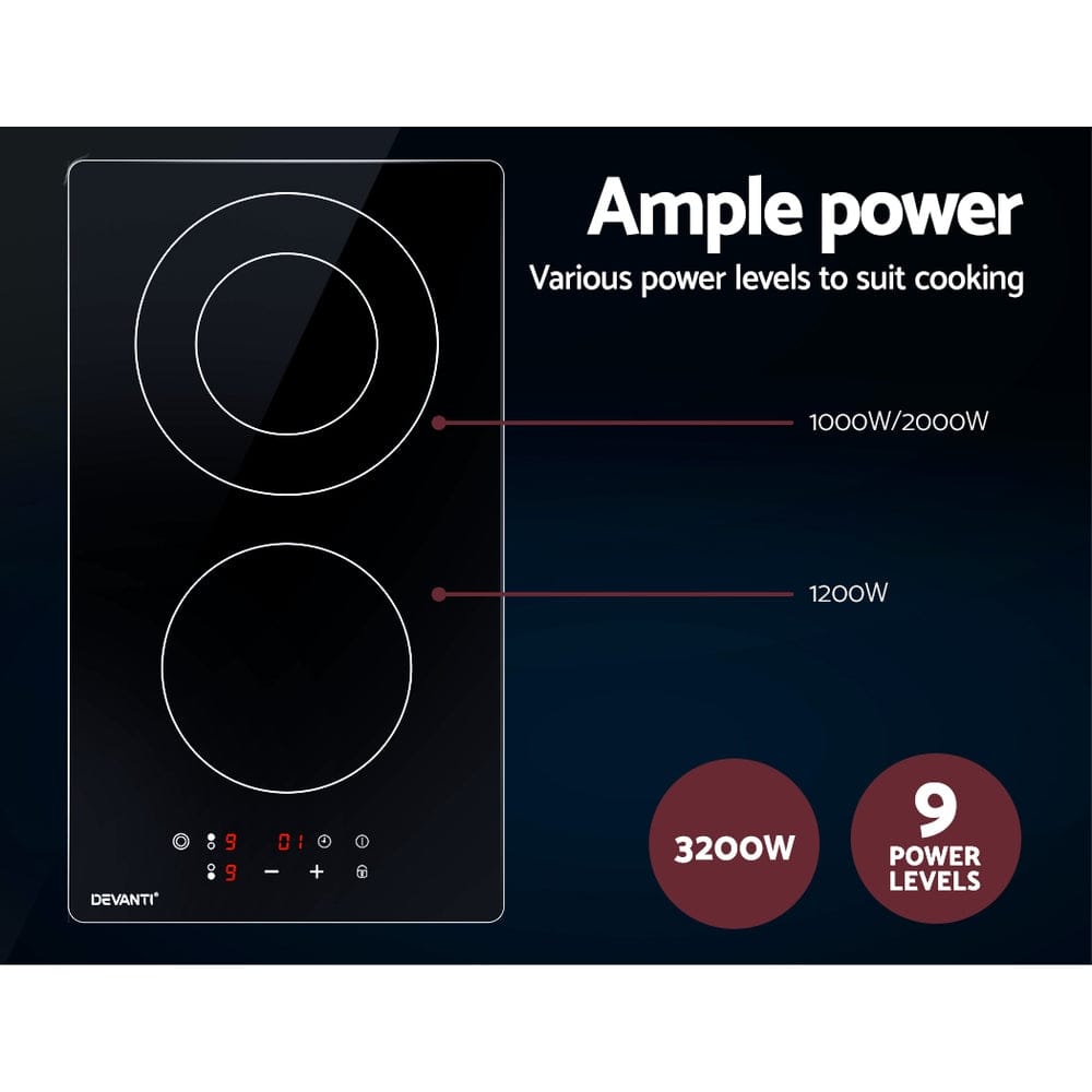 Devanti Electric Ceramic Cooktop 30cm - SportZone.co.nz