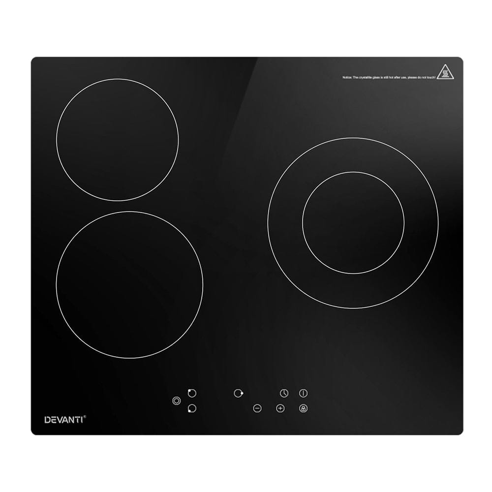 Devanti Electric Ceramic Cooktop 60cm Kitchen Cooker 4 Burner Hob Touch Control 5200W - SportZone.co.nz