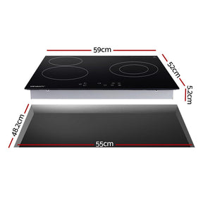 Devanti Electric Ceramic Cooktop 60cm Kitchen Cooker 4 Burner Hob Touch Control 5200W - SportZone.co.nz