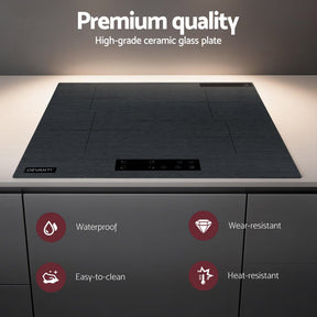 Devanti Electric Ceramic Cooktop 60cm Touch Control Grey - SportZone.co.nz