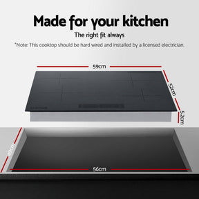 Devanti Electric Ceramic Cooktop 60cm Touch Control Grey - SportZone.co.nz