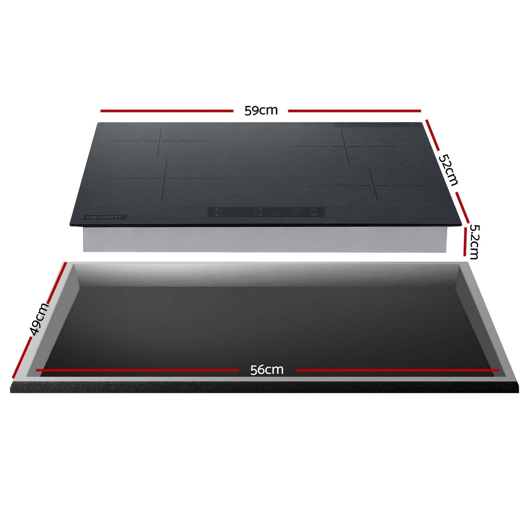 Devanti Electric Ceramic Cooktop 60cm Touch Control Grey - SportZone.co.nz