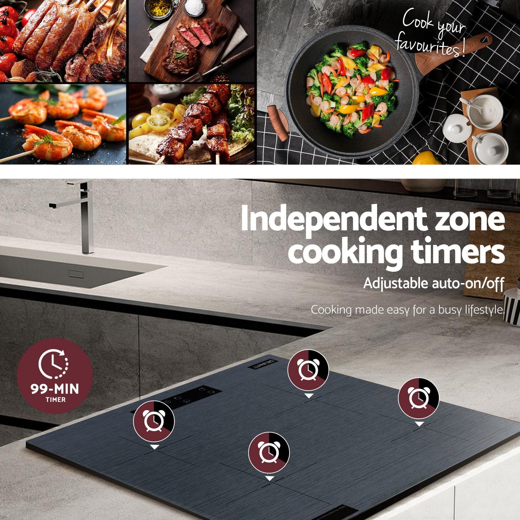 Devanti Electric Ceramic Cooktop 60cm Touch Control Grey - SportZone.co.nz