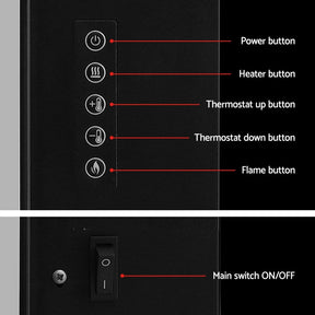 Devanti Electric Fireplace Fire Heater 2000W Black - SportZone.co.nz