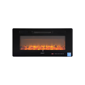Devanti Electric Fireplace Fire Heater Wall Mounted Insert 3D Flame 1800W Remote Control - SportZone.co.nz