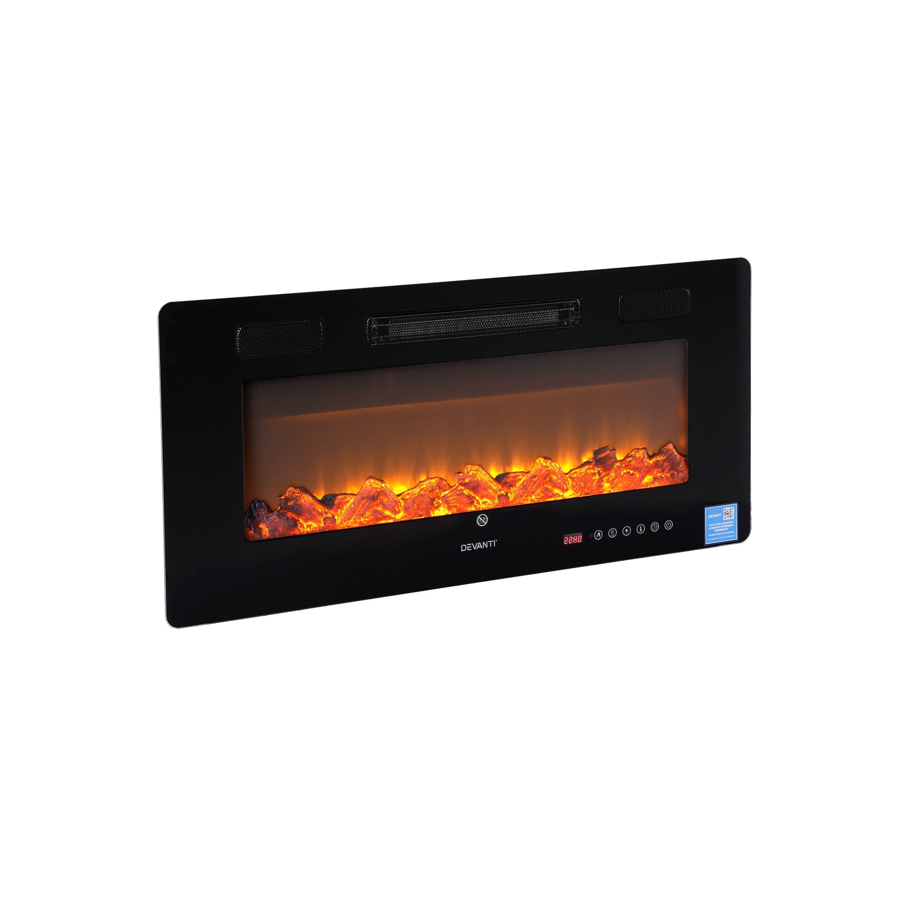 Devanti Electric Fireplace Fire Heater Wall Mounted Insert 3D Flame 1800W Remote Control - SportZone.co.nz