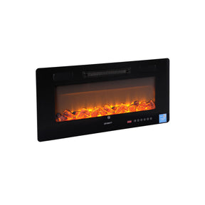 Devanti Electric Fireplace Fire Heater Wall Mounted Insert 3D Flame 1800W Remote Control - SportZone.co.nz