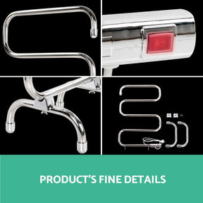 Devanti Electric Heated Towel Rail Rack 5 Bars Freestanding Clothes Dry Warmer - SportZone.co.nz