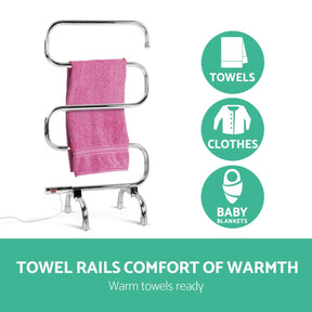 Devanti Electric Heated Towel Rail Rack 5 Bars Freestanding Clothes Dry Warmer - SportZone.co.nz