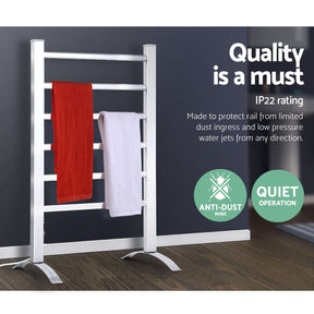 Devanti Electric Heated Towel Rail Rack 6 Bars Freestanding Clothes Dry Warmer - SportZone.co.nz