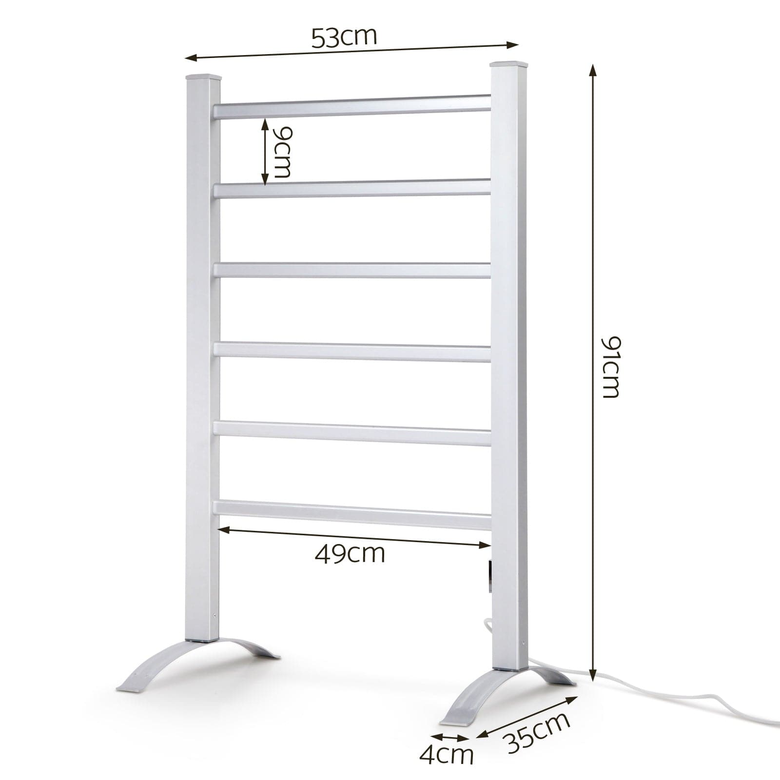 Devanti Electric Heated Towel Rail Rack 6 Bars Freestanding Clothes Dry Warmer - SportZone.co.nz
