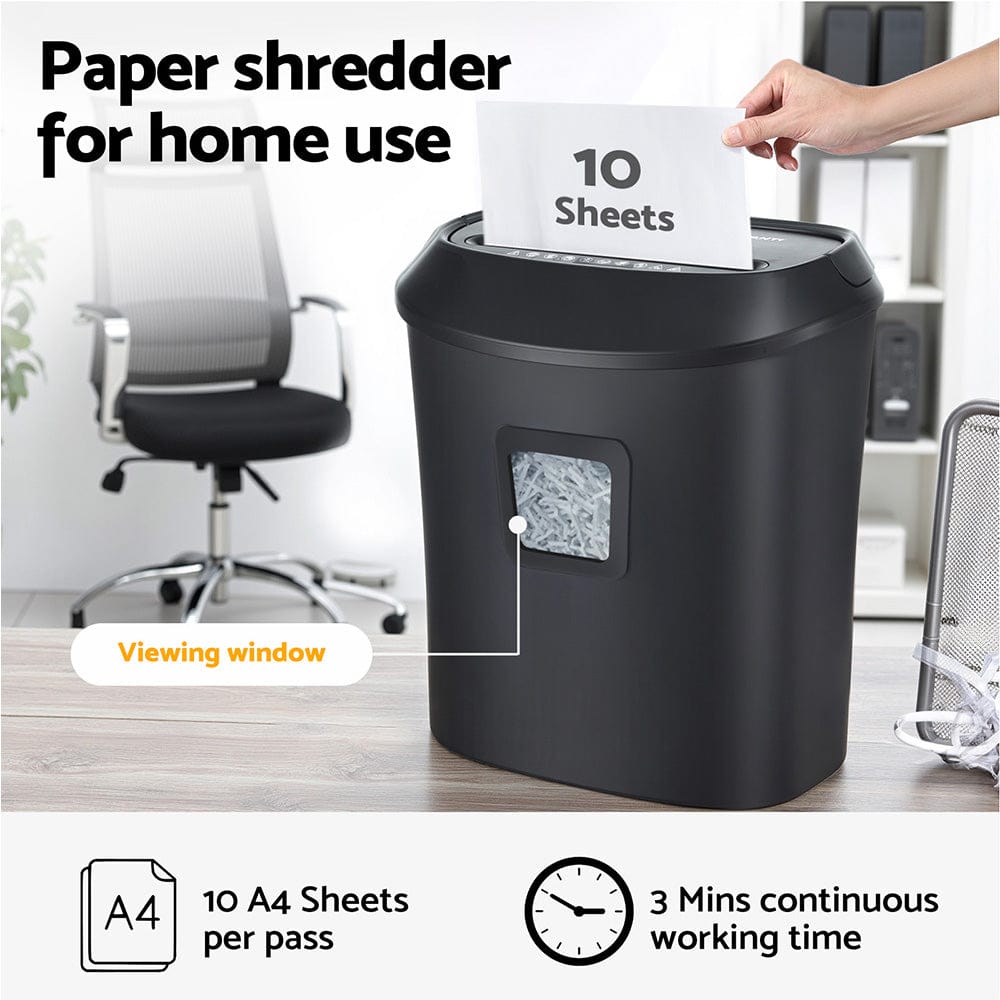 Devanti Electric Paper Shredder for Home Office 10 A4 Paper Sheet Cross - Cut Paper - SportZone.co.nz