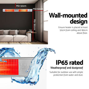Devanti Electric Strip Heater Infrared Radiant Heaters 3000W - SportZone.co.nz