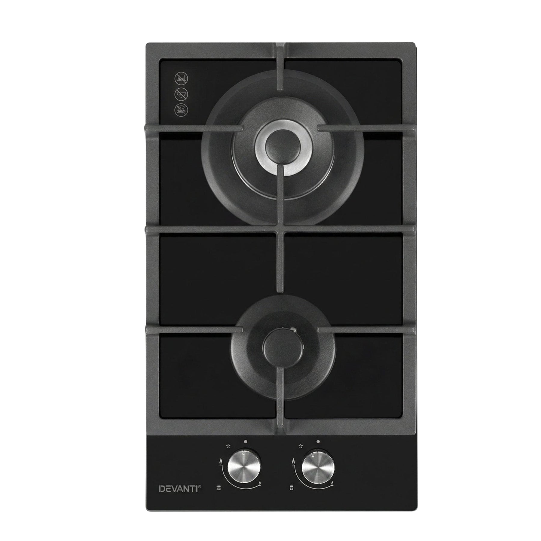 Devanti Gas Cooktop 30cm 2 Burner Black - SportZone.co.nz