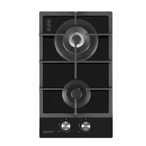 Devanti Gas Cooktop 30cm 2 Burner Black - SportZone.co.nz