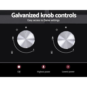 Devanti Gas Cooktop 30cm 2 Burner Black - SportZone.co.nz