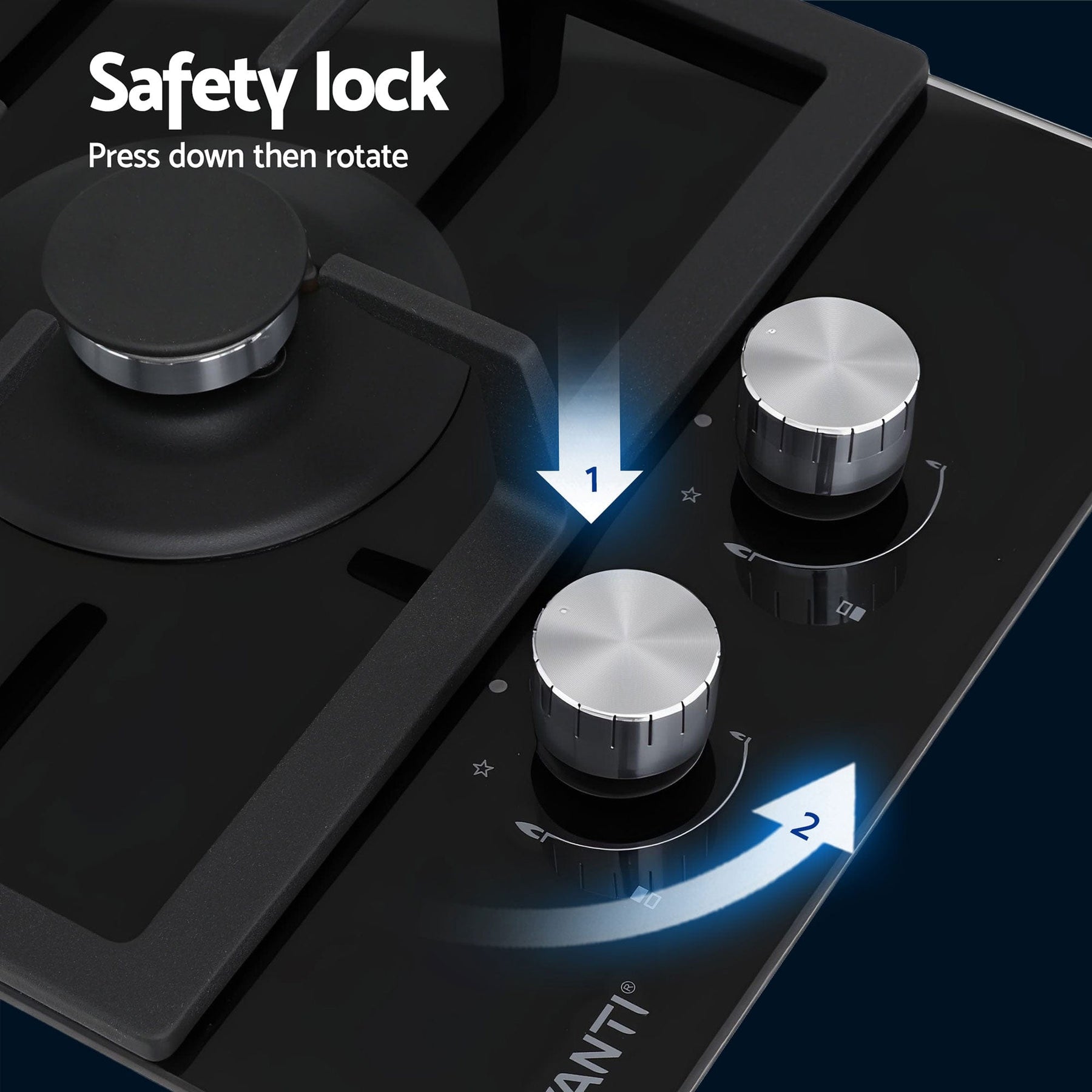 Devanti Gas Cooktop 30cm 2 Burner Built - in Stove Glass Cook Top NG LPG Wok Burner - SportZone.co.nz