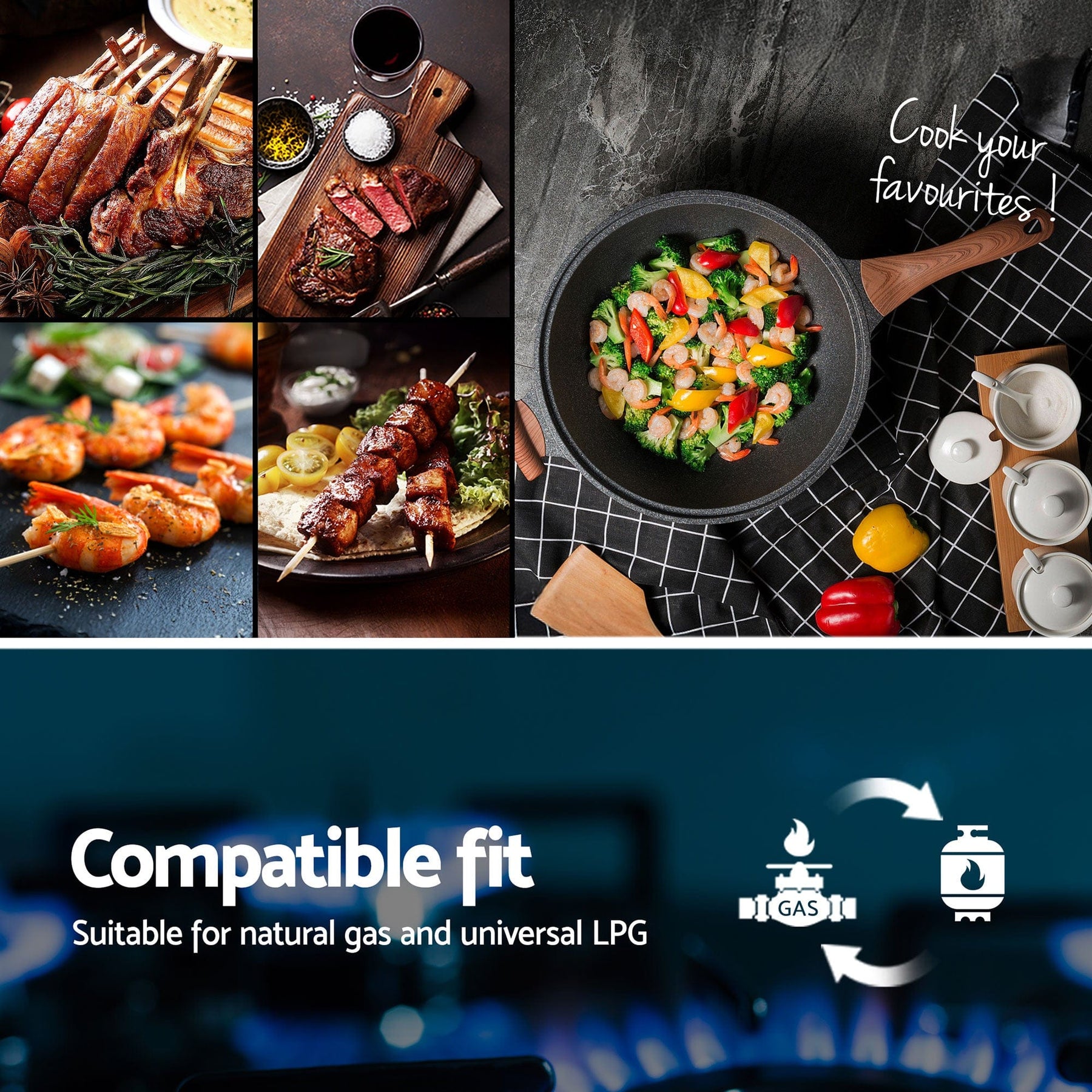 Devanti Gas Cooktop 30cm 2 Burner Built - in Stove Glass Cook Top NG LPG Wok Burner - SportZone.co.nz