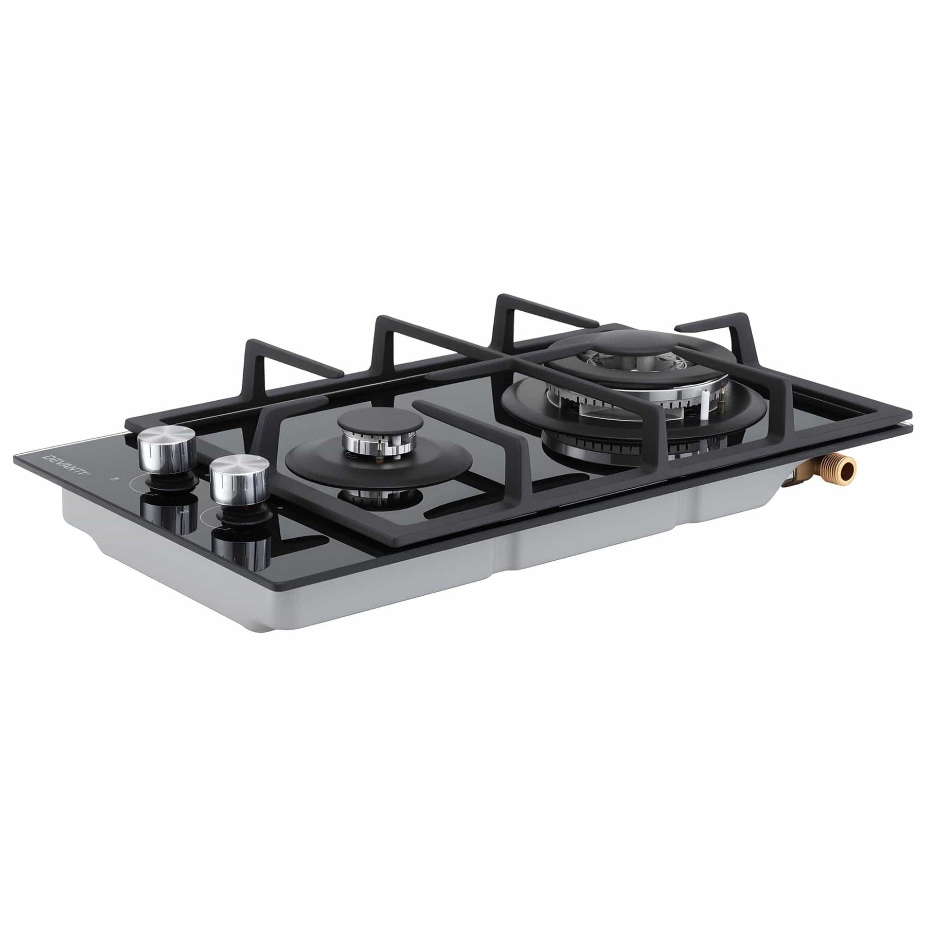 Devanti Gas Cooktop 30cm 2 Burner Built - in Stove Glass Cook Top NG LPG Wok Burner - SportZone.co.nz