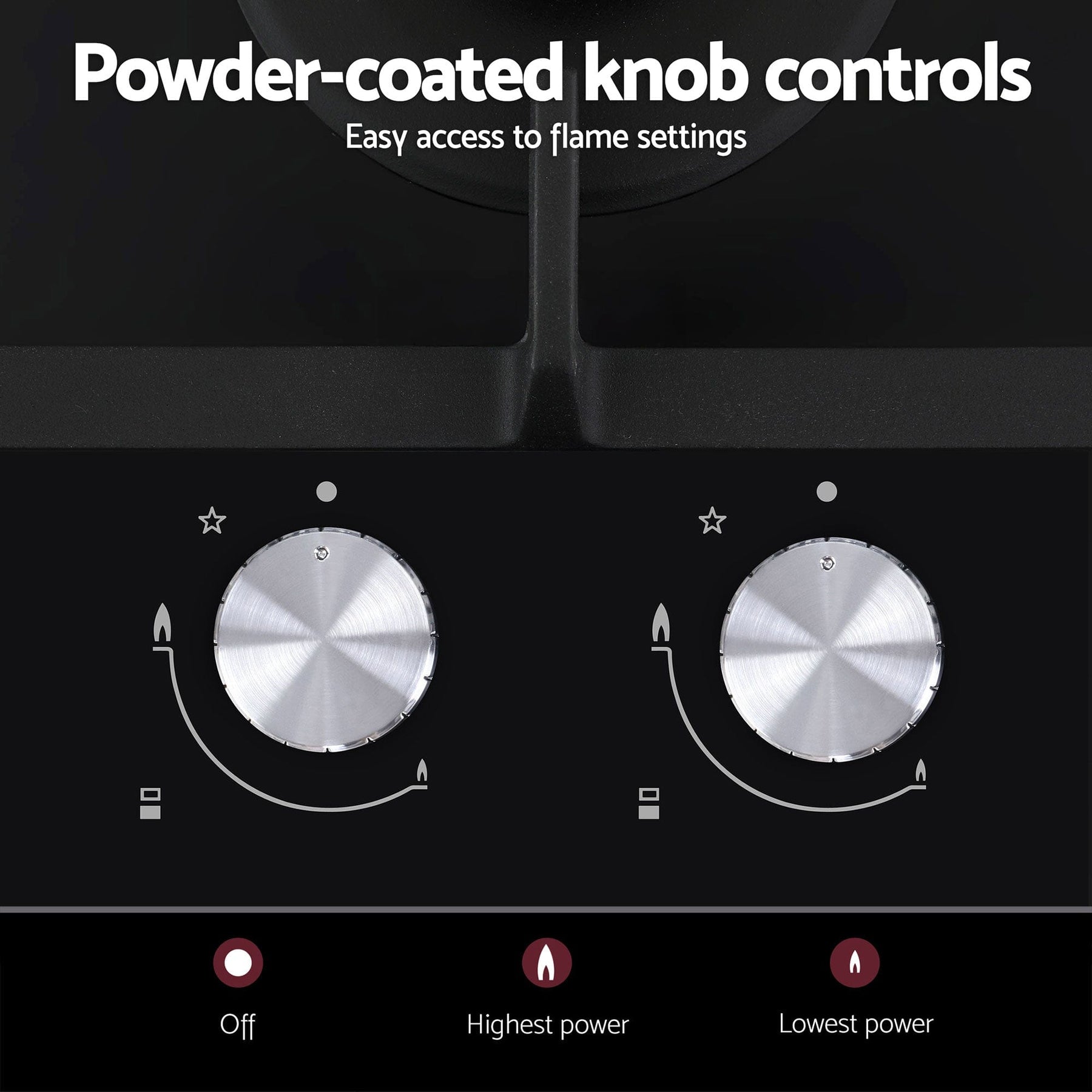 Devanti Gas Cooktop 30cm 2 Burner Built - in Stove Glass Cook Top NG LPG Wok Burner - SportZone.co.nz