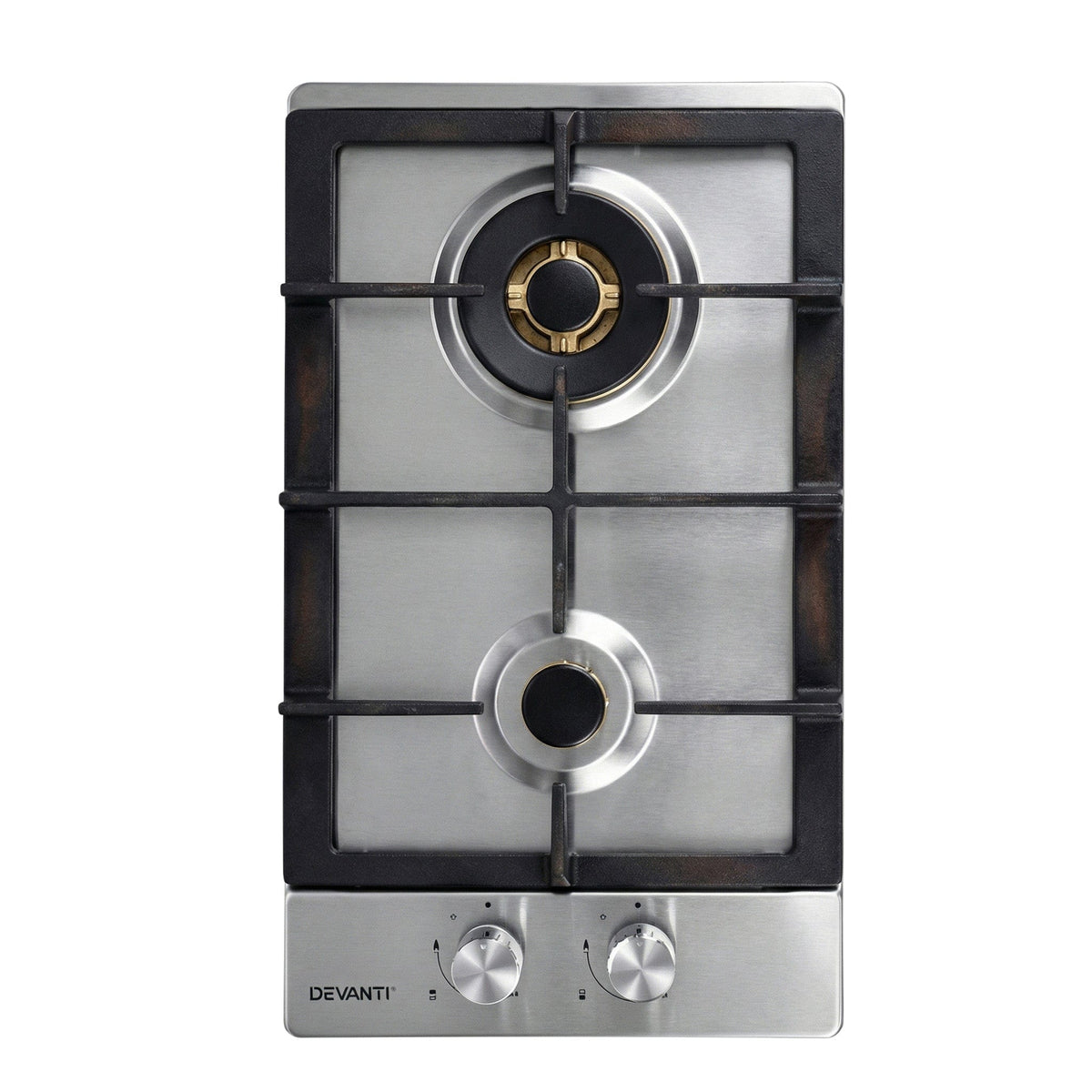 Devanti Gas Cooktop 30cm 2 Burner Silver