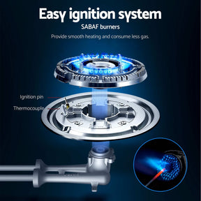 Devanti Gas Cooktop 30cm 2 Burner Silver - SportZone.co.nz