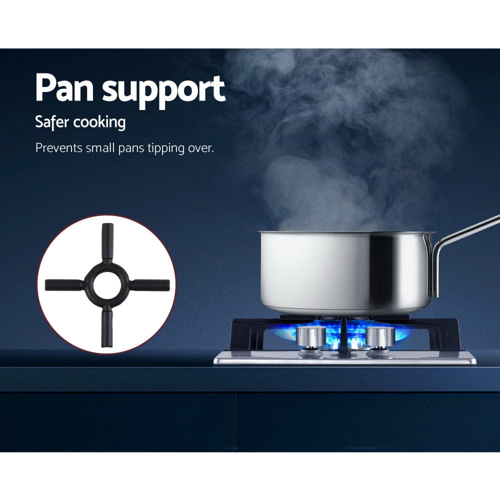 Devanti Gas Cooktop 30cm 2 Burner Silver - SportZone.co.nz