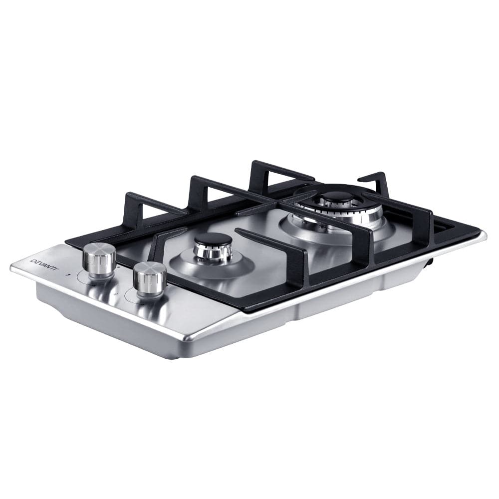 Devanti Gas Cooktop 30cm 2 Burner Silver - SportZone.co.nz
