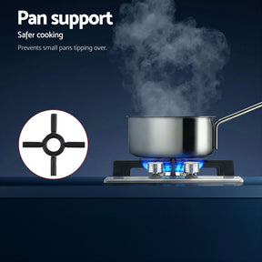 Devanti Gas Cooktop 30cm 2 Burner Silver - SportZone.co.nz