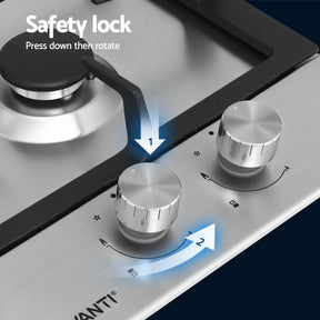 Devanti Gas Cooktop 30cm 2 Burner Silver - SportZone.co.nz