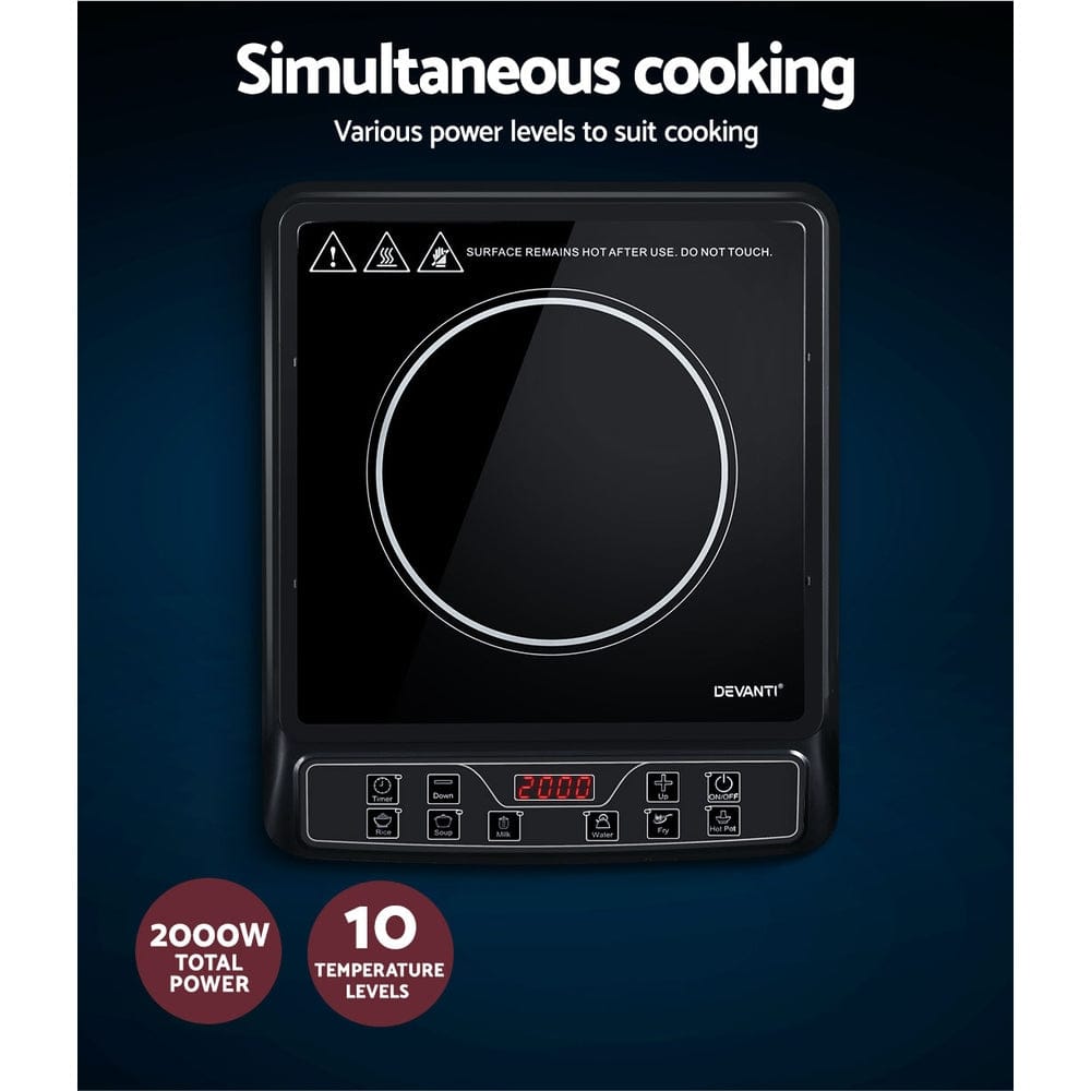 Devanti Induction Cooktop 30cm Portable Cooker - SportZone.co.nz