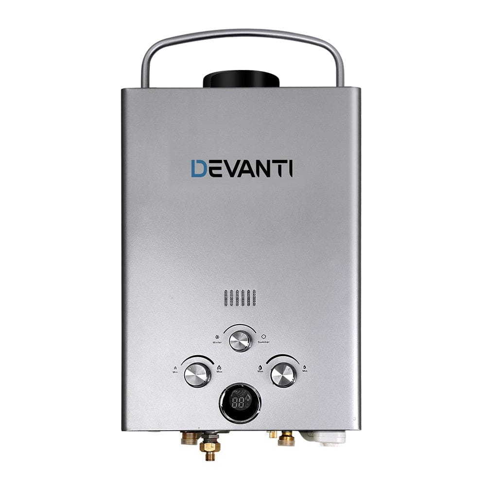 Devanti Portable Gas Water Heater 8L/Min LPG System Grey - SportZone.co.nz