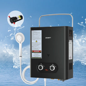Devanti Portable Gas Water Heater LPG - powered System Black With Pump - SportZone.co.nz