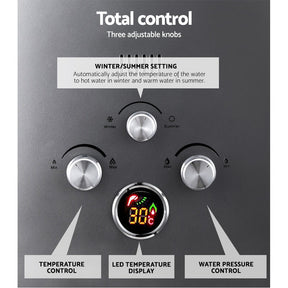 Devanti Portable Gas Water Heater With Pump LPG System Grey - SportZone.co.nz
