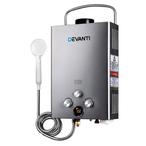 Devanti Portable Gas Water Heater With Pump LPG System Grey - SportZone.co.nz