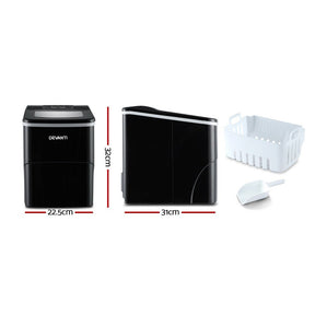 DEVANTi Portable Ice Cube Maker Machine 2L Home Bar Benchtop Easy Quick Black - SportZone.co.nz