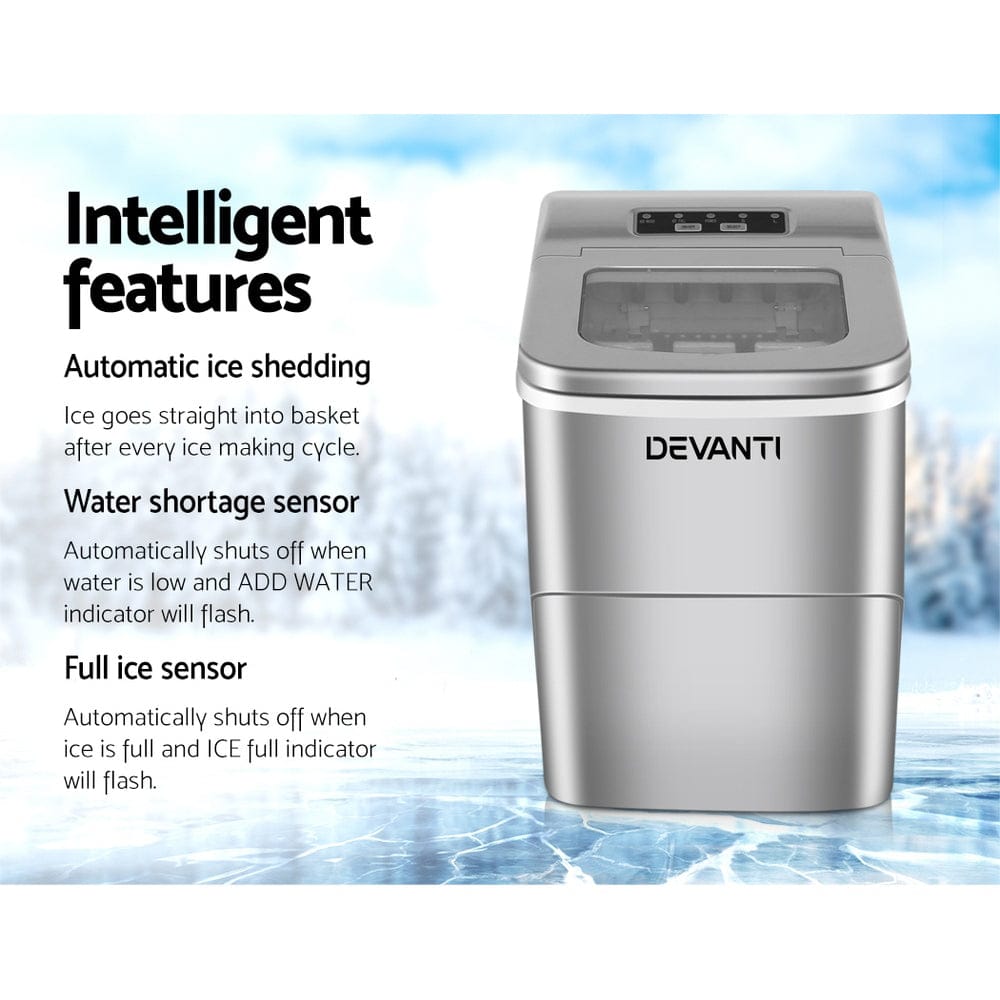 Devanti Portable Ice Cube Maker - Silver - SportZone.co.nz