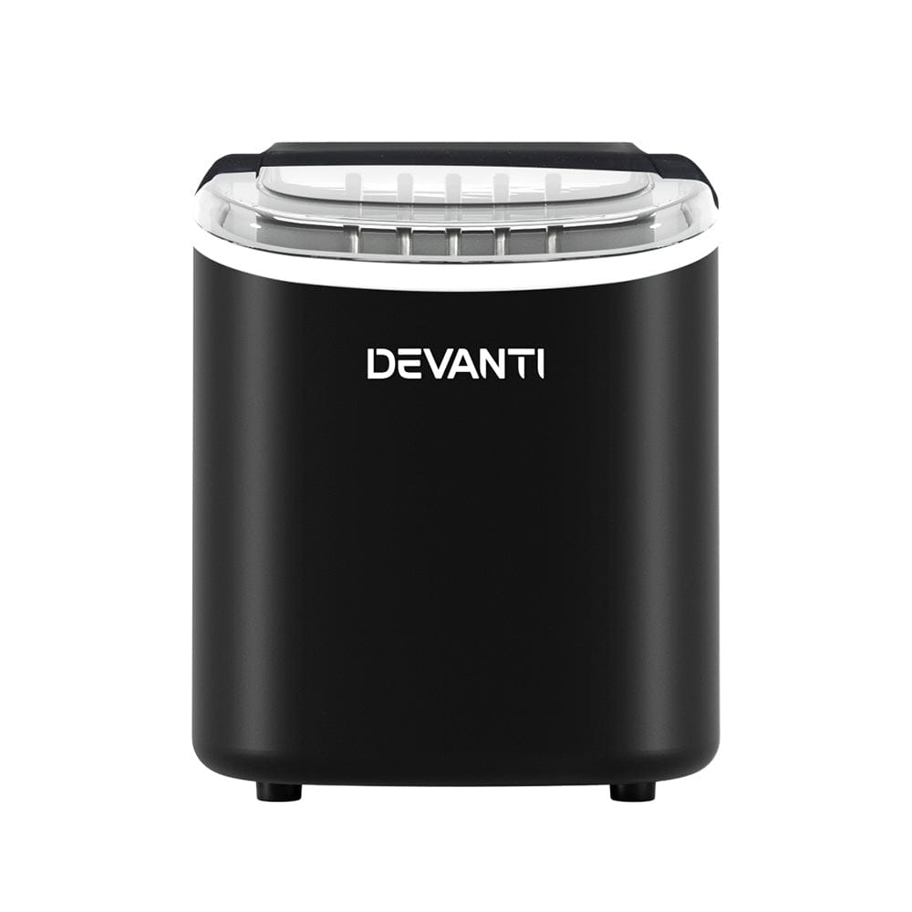 Devanti Portable Ice Maker Machine Ice Cube Tray 12kg Bar Countertop Black - SportZone.co.nz