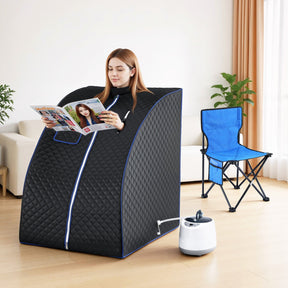 Devanti Portable Steam Sauna Tent 1000W 2L Steamer Pot Personal Home SPA Timer - SportZone.co.nz