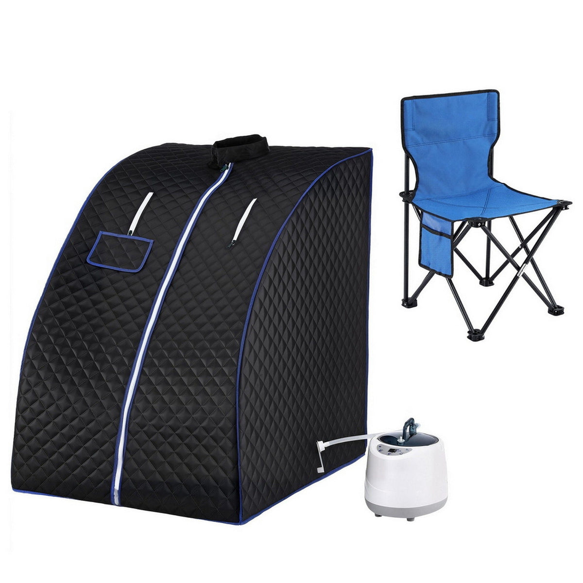 Devanti Portable Steam Sauna Tent 1000W 2L Steamer Pot Personal Home SPA Timer - SportZone.co.nz