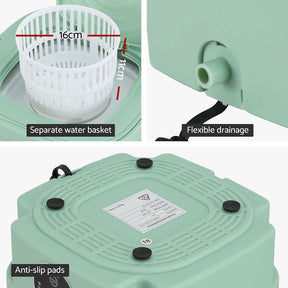 Devanti Portable Washing Machine 8L Green - SportZone.co.nz