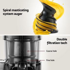 Devanti Slow Juicer Cold Press Fruit Juice Extractor 130W Black - SportZone.co.nz