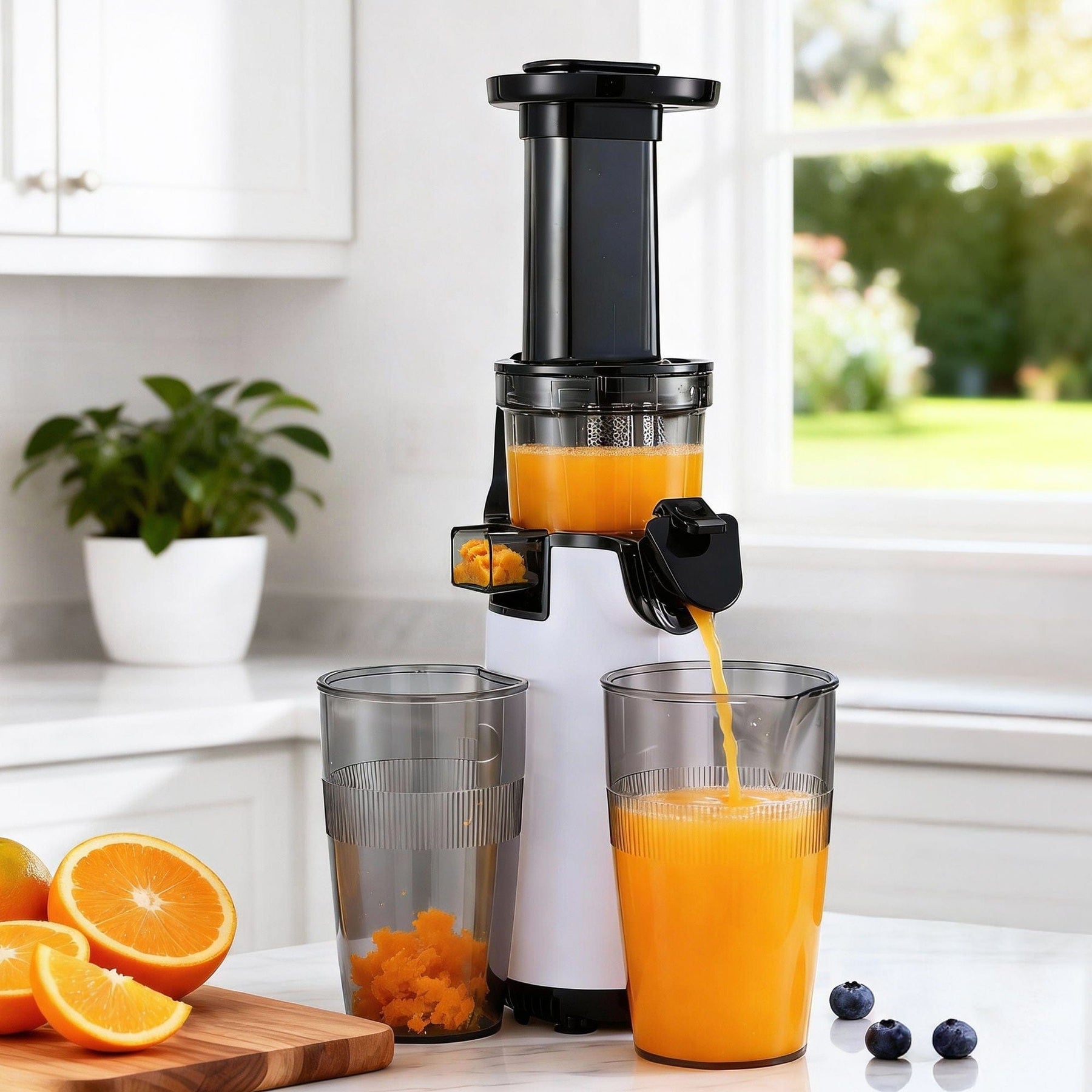 Devanti Slow Juicer Cold Press Fruit Juice Extractor 130W White - SportZone.co.nz
