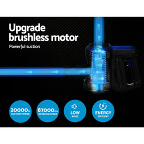 Devanti Stick Vacuum Cleaner Brushless Cordless 250W Blue - SportZone.co.nz